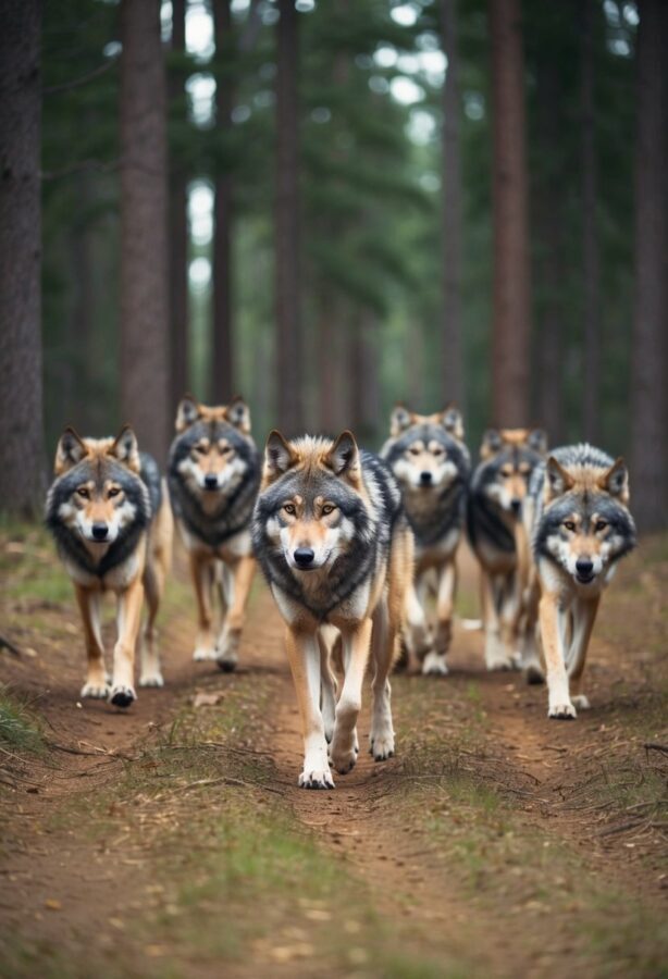 A wolf pack moving as one, representing leadership, role clarity and coordinated judgment.